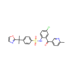 Cc1ccc(C(=O)c2cc(Cl)ccc2NS(=O)(=O)c2ccc(C(C)(C)c3ncco3)cc2)cn1 ZINC000113625520