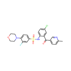 Cc1ccc(C(=O)c2cc(Cl)ccc2NS(=O)(=O)c2ccc(N3CCOCC3)c(F)c2)cn1 ZINC000038348451