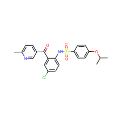 Cc1ccc(C(=O)c2cc(Cl)ccc2NS(=O)(=O)c2ccc(OC(C)C)cc2)cn1 ZINC000038562118