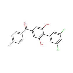 Cc1ccc(C(=O)c2cc(O)c(-c3cc(Cl)cc(Cl)c3)c(O)c2)cc1 ZINC000473090712