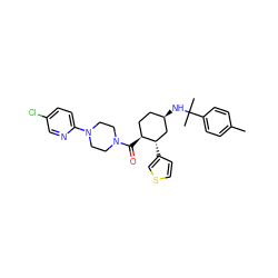 Cc1ccc(C(C)(C)N[C@@H]2CC[C@H](C(=O)N3CCN(c4ccc(Cl)cn4)CC3)[C@@H](c3ccsc3)C2)cc1 ZINC000073222102