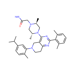 Cc1ccc(C(C)C)cc1N1CCc2nc(-c3c(C)cccc3C)nc(N3C[C@H](C)N(CC(N)=O)C[C@H]3C)c2C1 ZINC000149140606