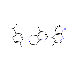 Cc1ccc(C(C)C)cc1N1CCc2nc(-c3c(C)cnc4[nH]ccc34)cc(C)c2C1 ZINC000169686065