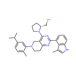 Cc1ccc(C(C)C)cc1N1CCc2nc(-c3cccc4[nH]cc(C)c34)nc(N3CCC[C@@H]3CO)c2C1 ZINC000146485110