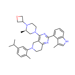 Cc1ccc(C(C)C)cc1N1CCc2nc(-c3cccc4[nH]cc(C)c34)nc(N3CCN(C4COC4)[C@H](C)C3)c2C1 ZINC000146988807