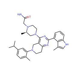 Cc1ccc(C(C)C)cc1N1CCc2nc(-c3cccc4[nH]cc(C)c34)nc(N3CCN(CC(N)=O)[C@H](C)C3)c2C1 ZINC000146961798