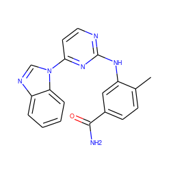 Cc1ccc(C(N)=O)cc1Nc1nccc(-n2cnc3ccccc32)n1 ZINC000036187666