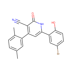 Cc1ccc(C)c(-c2cc(-c3cc(Br)ccc3O)[nH]c(=O)c2C#N)c1 ZINC000028821554