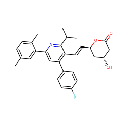 Cc1ccc(C)c(-c2cc(-c3ccc(F)cc3)c(/C=C/[C@@H]3C[C@@H](O)CC(=O)O3)c(C(C)C)n2)c1 ZINC000027655707