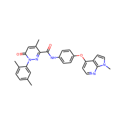 Cc1ccc(C)c(-n2nc(C(=O)Nc3ccc(Oc4ccnc5c4ccn5C)cc3)c(C)cc2=O)c1 ZINC001772586122