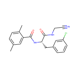 Cc1ccc(C)c(C(=O)N[C@@H](Cc2cccc(Cl)c2)C(=O)NCC#N)c1 ZINC000043078949