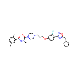 Cc1ccc(C)c(C(=O)N[C@H](C)C(=O)N2CCN(CCCOc3ccc(-c4noc(CC5CCCC5)n4)c(F)c3)CC2)c1 ZINC000027733153