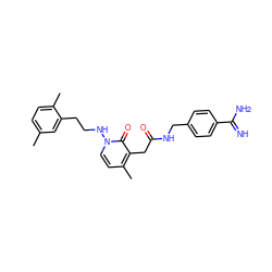 Cc1ccc(C)c(CCNn2ccc(C)c(CC(=O)NCc3ccc(C(=N)N)cc3)c2=O)c1 ZINC000029040383