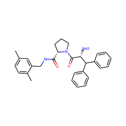 Cc1ccc(C)c(CNC(=O)[C@@H]2CCCN2C(=O)[C@H](N)C(c2ccccc2)c2ccccc2)c1 ZINC000013779037