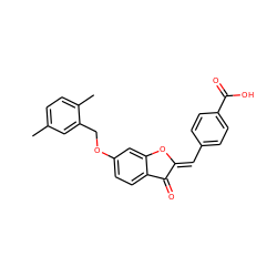 Cc1ccc(C)c(COc2ccc3c(c2)O/C(=C\c2ccc(C(=O)O)cc2)C3=O)c1 ZINC001772624176