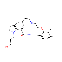 Cc1ccc(C)c(OCCN[C@@H](C)Cc2cc3c(c(C(N)=O)c2)N(CCCO)CC3)c1C ZINC000653833212