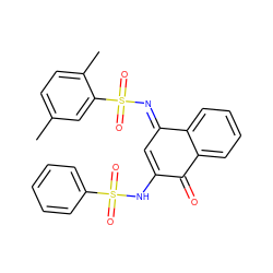 Cc1ccc(C)c(S(=O)(=O)/N=C2\C=C(NS(=O)(=O)c3ccccc3)C(=O)c3ccccc32)c1 ZINC000100548935