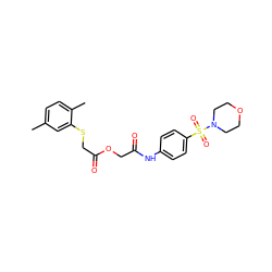 Cc1ccc(C)c(SCC(=O)OCC(=O)Nc2ccc(S(=O)(=O)N3CCOCC3)cc2)c1 ZINC000003218163