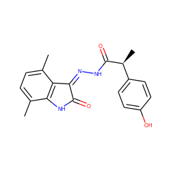 Cc1ccc(C)c2c1NC(=O)/C2=N\NC(=O)[C@@H](C)c1ccc(O)cc1 ZINC000072181213