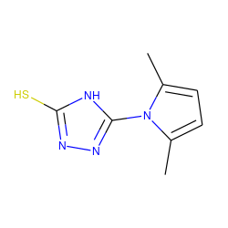 Cc1ccc(C)n1-c1nnc(S)[nH]1 ZINC000013110826