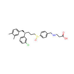 Cc1ccc(C[C@@H](CCC[S@+]([O-])c2ccc(CNCCC(=O)O)cc2)c2cccc(Cl)c2)cc1C ZINC000103256045