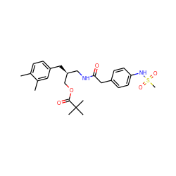 Cc1ccc(C[C@@H](CNC(=O)Cc2ccc(NS(C)(=O)=O)cc2)COC(=O)C(C)(C)C)cc1C ZINC000026388818