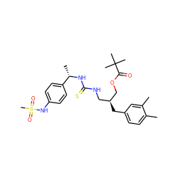 Cc1ccc(C[C@@H](CNC(=S)N[C@@H](C)c2ccc(NS(C)(=O)=O)cc2)COC(=O)C(C)(C)C)cc1C ZINC000135897853