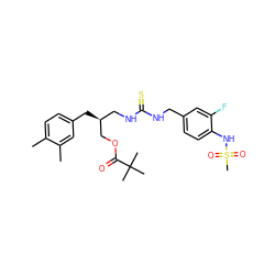 Cc1ccc(C[C@@H](CNC(=S)NCc2ccc(NS(C)(=O)=O)c(F)c2)COC(=O)C(C)(C)C)cc1C ZINC000003916238