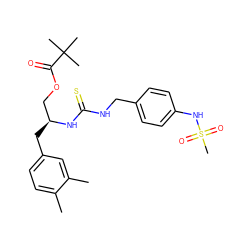 Cc1ccc(C[C@@H](COC(=O)C(C)(C)C)NC(=S)NCc2ccc(NS(C)(=O)=O)cc2)cc1C ZINC000084757496