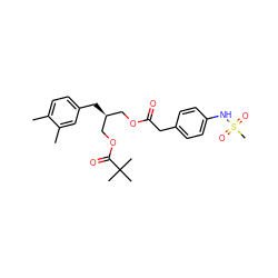 Cc1ccc(C[C@@H](COC(=O)Cc2ccc(NS(C)(=O)=O)cc2)COC(=O)C(C)(C)C)cc1C ZINC000026389892