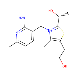 Cc1ccc(C[n+]2c([C@@H](C)O)sc(CCO)c2C)c(N)n1 ZINC000029125922