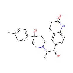 Cc1ccc(C2(O)CCN([C@@H](C)[C@@H](O)c3ccc4c(c3)CCC(=O)N4)CC2)cc1 ZINC000028952098