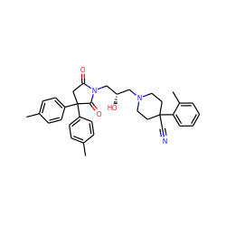 Cc1ccc(C2(c3ccc(C)cc3)CC(=O)N(C[C@@H](O)CN3CCC(C#N)(c4ccccc4C)CC3)C2=O)cc1 ZINC000026146889