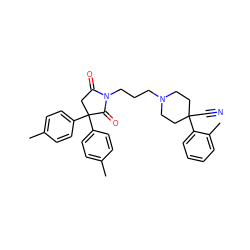 Cc1ccc(C2(c3ccc(C)cc3)CC(=O)N(CCCN3CCC(C#N)(c4ccccc4C)CC3)C2=O)cc1 ZINC000003979291