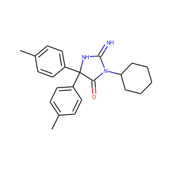 Cc1ccc(C2(c3ccc(C)cc3)NC(=N)N(C3CCCCC3)C2=O)cc1 ZINC000103243786