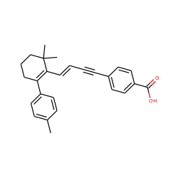 Cc1ccc(C2=C(/C=C/C#Cc3ccc(C(=O)O)cc3)C(C)(C)CCC2)cc1 ZINC000001550227