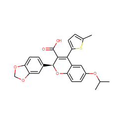 Cc1ccc(C2=C(C(=O)O)[C@H](c3ccc4c(c3)OCO4)Oc3ccc(OC(C)C)cc32)s1 ZINC000013473489