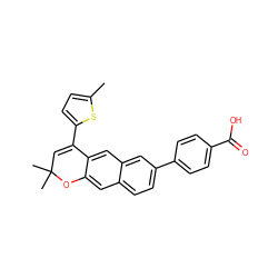 Cc1ccc(C2=CC(C)(C)Oc3cc4ccc(-c5ccc(C(=O)O)cc5)cc4cc32)s1 ZINC000001896358