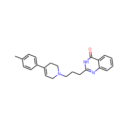 Cc1ccc(C2=CCN(CCCc3nc4ccccc4c(=O)[nH]3)CC2)cc1 ZINC000013581590