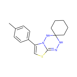 Cc1ccc(C2=CSC3=NNC4(CCCCC4)NN23)cc1 ZINC000002489396