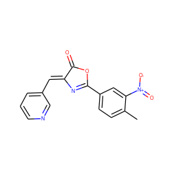 Cc1ccc(C2=N/C(=C\c3cccnc3)C(=O)O2)cc1[N+](=O)[O-] ZINC000004472043