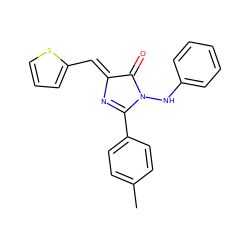 Cc1ccc(C2=N/C(=C\c3cccs3)C(=O)N2Nc2ccccc2)cc1 ZINC000004826901