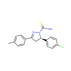 Cc1ccc(C2=NN(C(N)=S)[C@@H](c3ccc(Cl)cc3)C2)cc1 ZINC000001414085