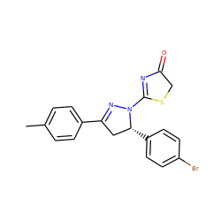 Cc1ccc(C2=NN(C3=NC(=O)CS3)[C@H](c3ccc(Br)cc3)C2)cc1 ZINC000073310960