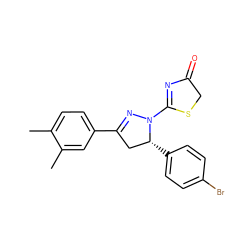 Cc1ccc(C2=NN(C3=NC(=O)CS3)[C@H](c3ccc(Br)cc3)C2)cc1C ZINC000095572042