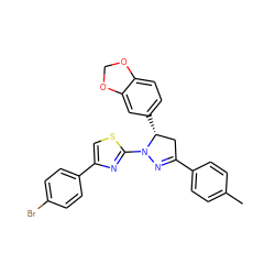 Cc1ccc(C2=NN(c3nc(-c4ccc(Br)cc4)cs3)[C@H](c3ccc4c(c3)OCO4)C2)cc1 ZINC000095595959