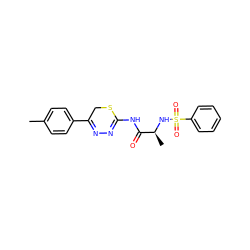 Cc1ccc(C2=NN=C(NC(=O)[C@H](C)NS(=O)(=O)c3ccccc3)SC2)cc1 ZINC000013864138