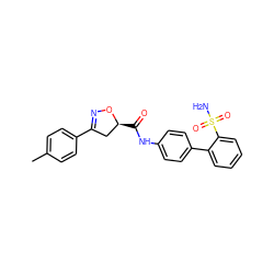 Cc1ccc(C2=NO[C@@H](C(=O)Nc3ccc(-c4ccccc4S(N)(=O)=O)cc3)C2)cc1 ZINC000013489906