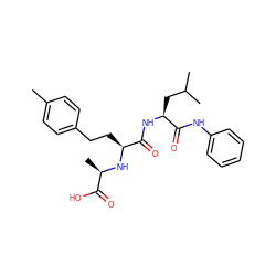 Cc1ccc(CC[C@H](N[C@H](C)C(=O)O)C(=O)N[C@@H](CC(C)C)C(=O)Nc2ccccc2)cc1 ZINC000026488316