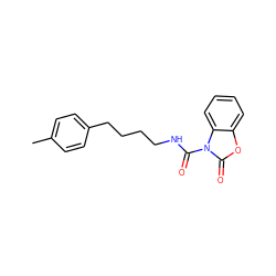 Cc1ccc(CCCCNC(=O)n2c(=O)oc3ccccc32)cc1 ZINC000653796384